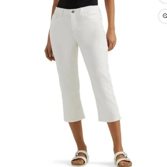 Lee Women's Skinny Cropped Stretch Capri Jeans, White, Sz 12M - Picture 1 of 10